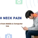 tech neck pain caused by mobile and computer use with forward head posture
