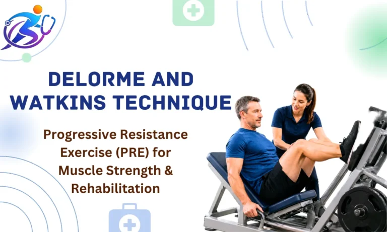 Physiotherapist guiding a patient through the DeLorme and Watkins progressive resistance exercise technique on a leg press machine