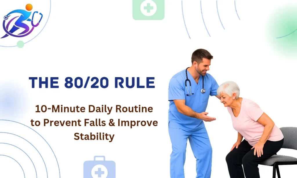 Physiotherapist helping a senior woman perform sit-to-stand balance exercises at home