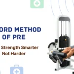 Man performing leg extension exercise demonstrating the Oxford Method of Progressive Resistance Exercise for strength training and rehabilitation